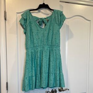 Teal Lace Short Sleeve Dress